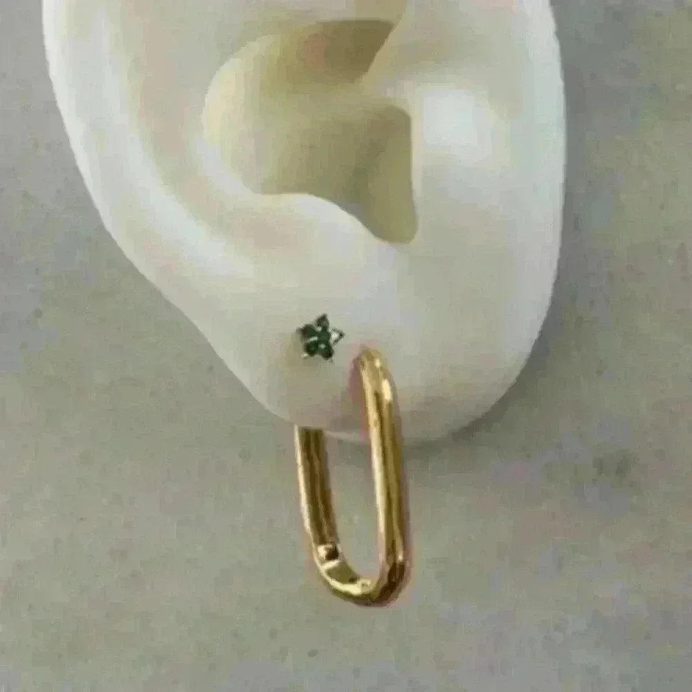 Bella Oval Gold Oval Hoop Earrings Brand New